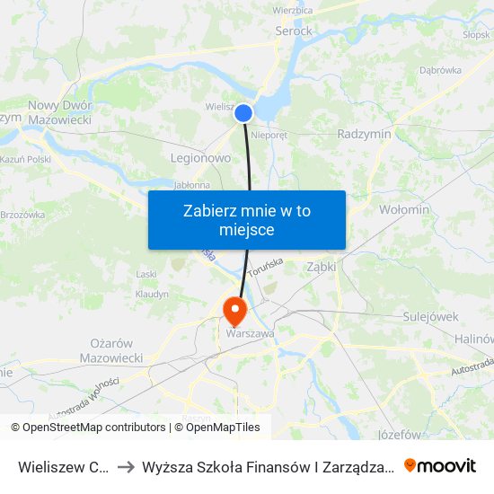 Wieliszew Centrum to Wyższa Szkoła Finansów I Zarządzania W Warszawie map