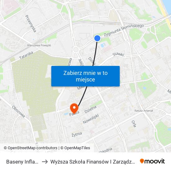 Baseny Inflancka 03 to Wyższa Szkoła Finansów I Zarządzania W Warszawie map