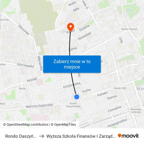 Rondo Daszyńskiego 05 to Wyższa Szkoła Finansów I Zarządzania W Warszawie map