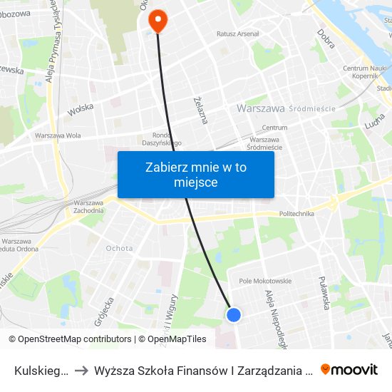 Kulskiego 04 to Wyższa Szkoła Finansów I Zarządzania W Warszawie map