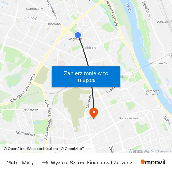 Metro Marymont 03 to Wyższa Szkoła Finansów I Zarządzania W Warszawie map