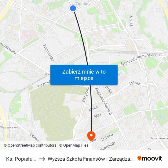 Ks. Popiełuszki 03 to Wyższa Szkoła Finansów I Zarządzania W Warszawie map