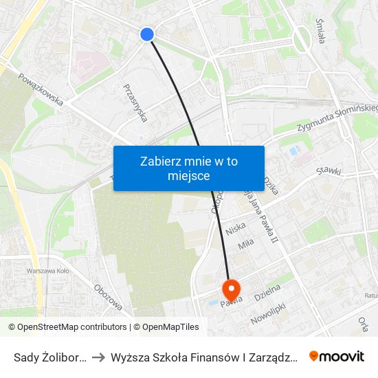 Sady Żoliborskie 03 to Wyższa Szkoła Finansów I Zarządzania W Warszawie map