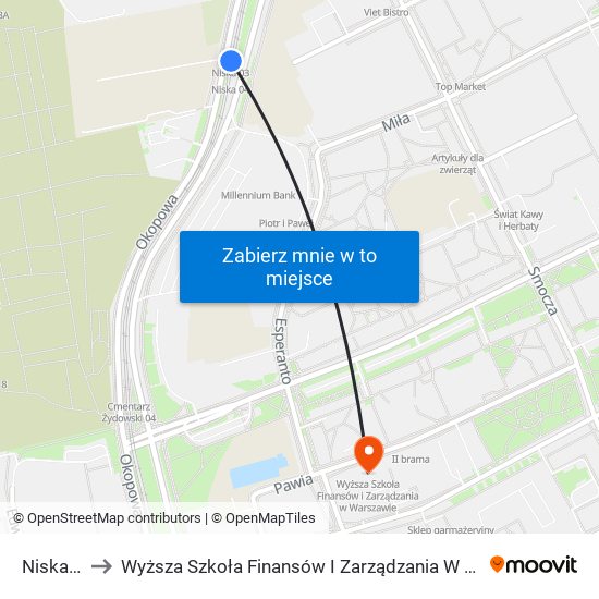 Niska 03 to Wyższa Szkoła Finansów I Zarządzania W Warszawie map