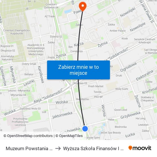 Muzeum Powstania Warszawskiego 06 to Wyższa Szkoła Finansów I Zarządzania W Warszawie map