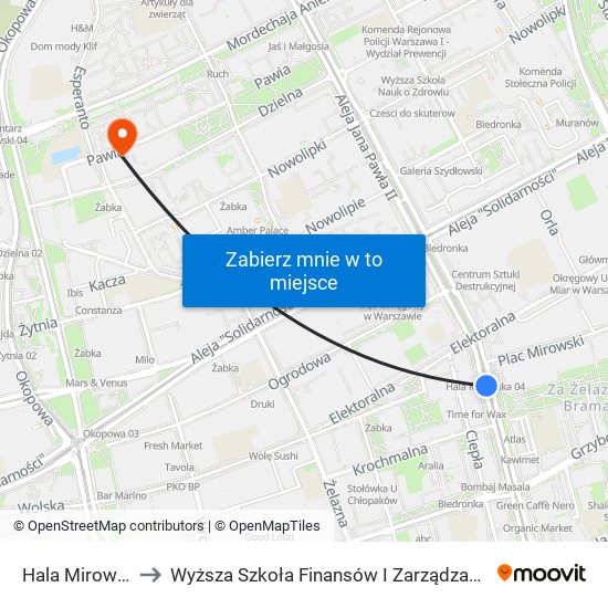 Hala Mirowska 03 to Wyższa Szkoła Finansów I Zarządzania W Warszawie map