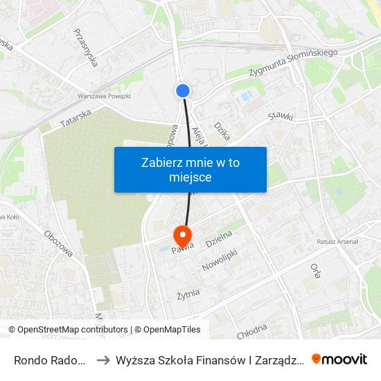 Rondo Radosława 10 to Wyższa Szkoła Finansów I Zarządzania W Warszawie map