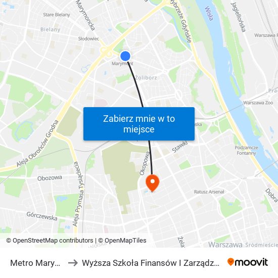 Metro Marymont 04 to Wyższa Szkoła Finansów I Zarządzania W Warszawie map