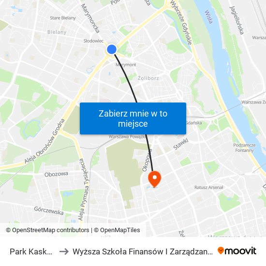 Park Kaskada 04 to Wyższa Szkoła Finansów I Zarządzania W Warszawie map