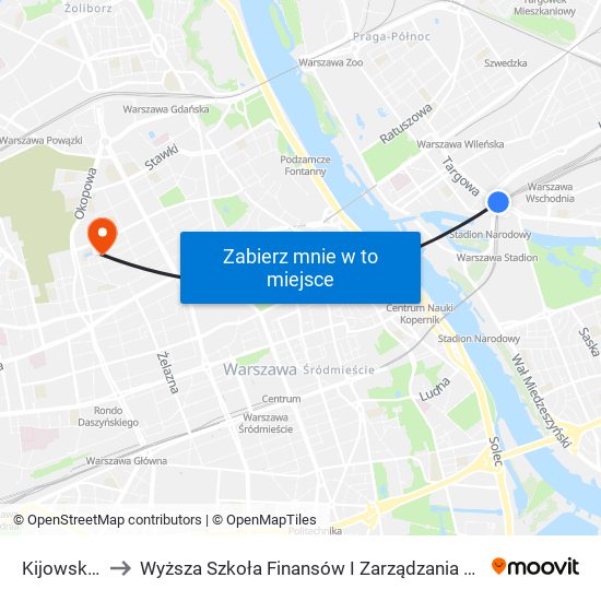 Kijowska 03 to Wyższa Szkoła Finansów I Zarządzania W Warszawie map