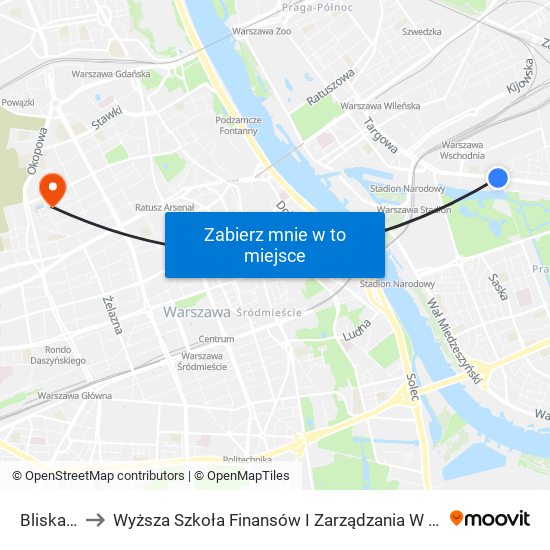 Bliska 04 to Wyższa Szkoła Finansów I Zarządzania W Warszawie map