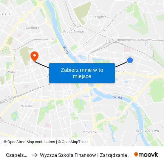 Czapelska 02 to Wyższa Szkoła Finansów I Zarządzania W Warszawie map