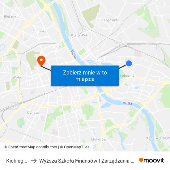 Kickiego 01 to Wyższa Szkoła Finansów I Zarządzania W Warszawie map