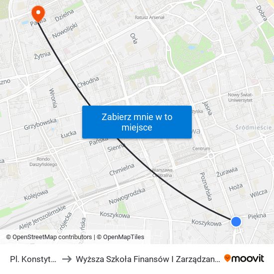 Pl. Konstytucji 06 to Wyższa Szkoła Finansów I Zarządzania W Warszawie map