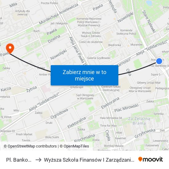 Pl. Bankowy 08 to Wyższa Szkoła Finansów I Zarządzania W Warszawie map