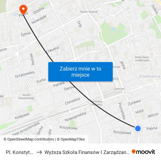 Pl. Konstytucji 05 to Wyższa Szkoła Finansów I Zarządzania W Warszawie map