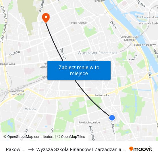 Rakowiecka to Wyższa Szkoła Finansów I Zarządzania W Warszawie map