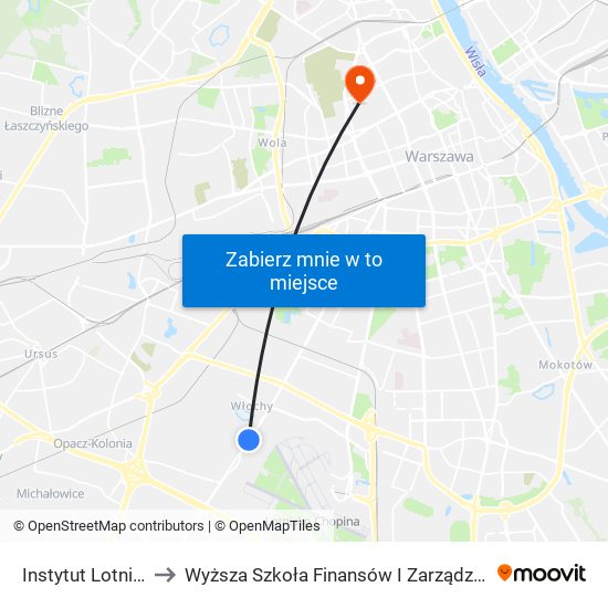 Instytut Lotnictwa to Wyższa Szkoła Finansów I Zarządzania W Warszawie map