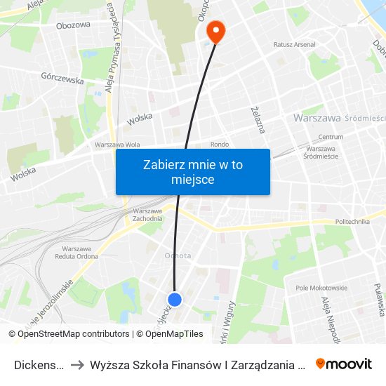 Dickensa 03 to Wyższa Szkoła Finansów I Zarządzania W Warszawie map