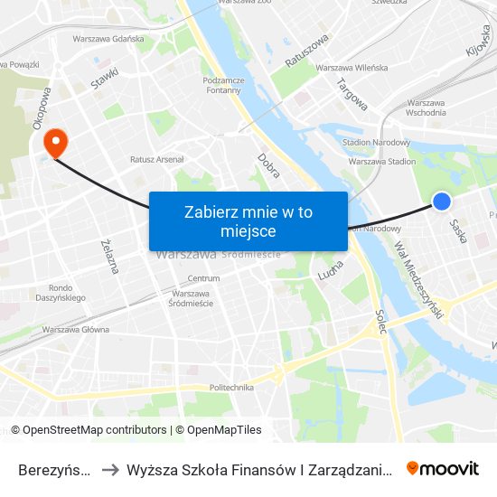 Berezyńska 01 to Wyższa Szkoła Finansów I Zarządzania W Warszawie map