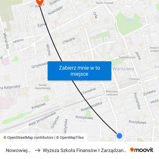 Nowowiejska 06 to Wyższa Szkoła Finansów I Zarządzania W Warszawie map