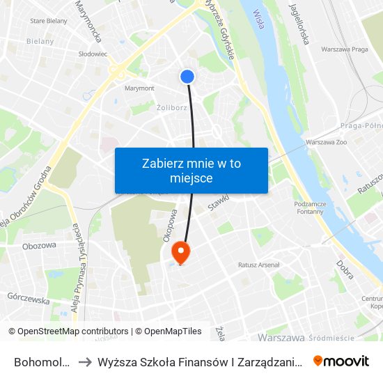 Bohomolca 03 to Wyższa Szkoła Finansów I Zarządzania W Warszawie map