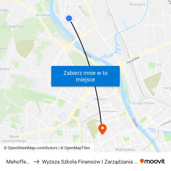 Mehoffera 01 to Wyższa Szkoła Finansów I Zarządzania W Warszawie map