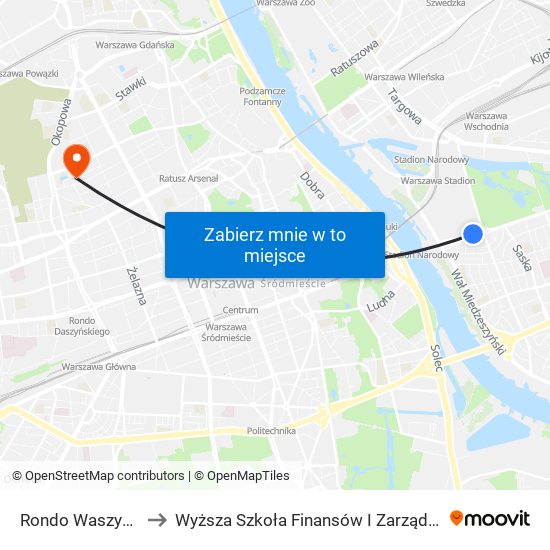 Rondo Waszyngtona 01 to Wyższa Szkoła Finansów I Zarządzania W Warszawie map