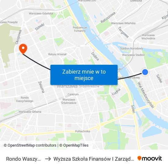 Rondo Waszyngtona 02 to Wyższa Szkoła Finansów I Zarządzania W Warszawie map