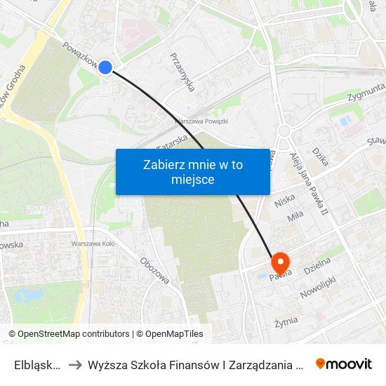 Elbląska 02 to Wyższa Szkoła Finansów I Zarządzania W Warszawie map