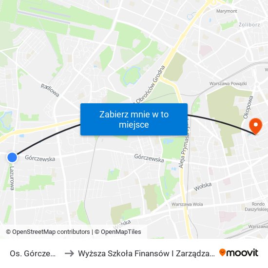 Os. Górczewska to Wyższa Szkoła Finansów I Zarządzania W Warszawie map