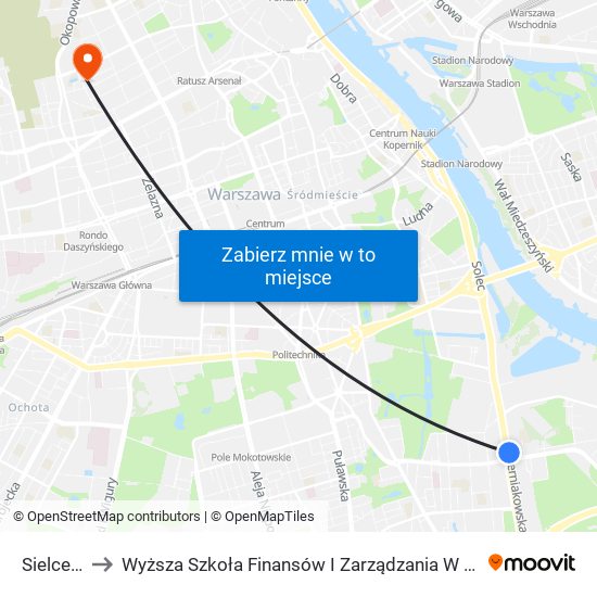 Sielce 02 to Wyższa Szkoła Finansów I Zarządzania W Warszawie map