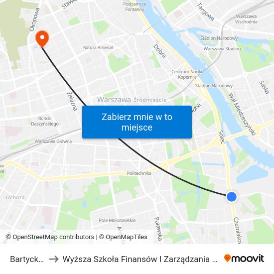 Bartycka to Wyższa Szkoła Finansów I Zarządzania W Warszawie map