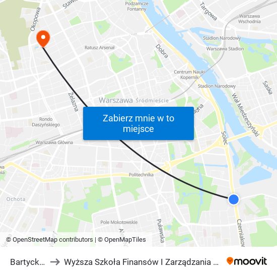 Bartycka 01 to Wyższa Szkoła Finansów I Zarządzania W Warszawie map