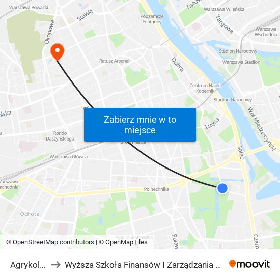 Agrykola 02 to Wyższa Szkoła Finansów I Zarządzania W Warszawie map