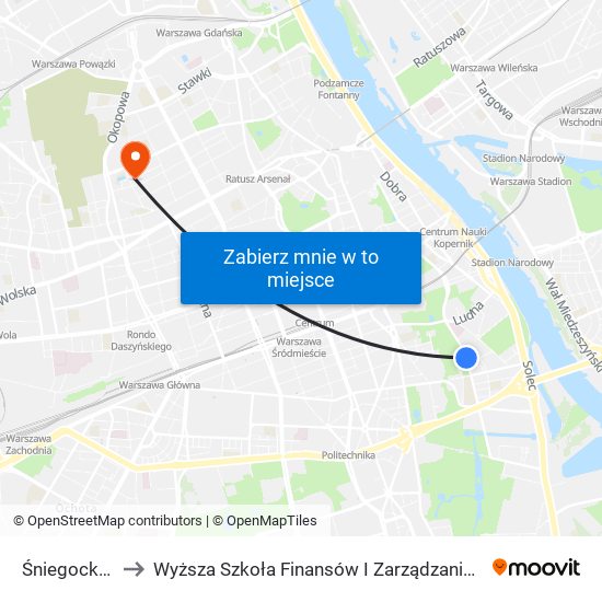 Śniegockiej 01 to Wyższa Szkoła Finansów I Zarządzania W Warszawie map