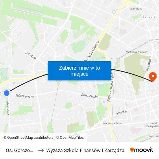 Os. Górczewska 04 to Wyższa Szkoła Finansów I Zarządzania W Warszawie map