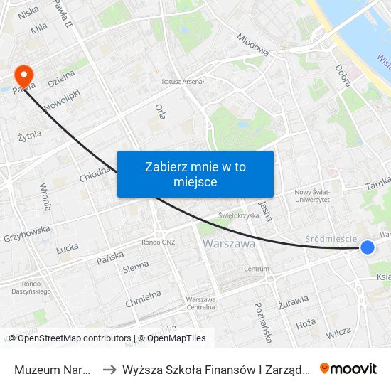 Muzeum Narodowe 01 to Wyższa Szkoła Finansów I Zarządzania W Warszawie map