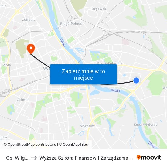 Os. Wilga 01 to Wyższa Szkoła Finansów I Zarządzania W Warszawie map