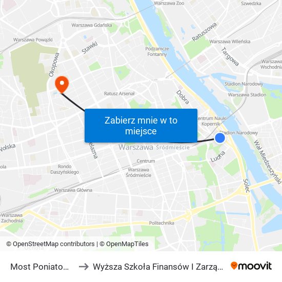 Most Poniatowskiego 02 to Wyższa Szkoła Finansów I Zarządzania W Warszawie map