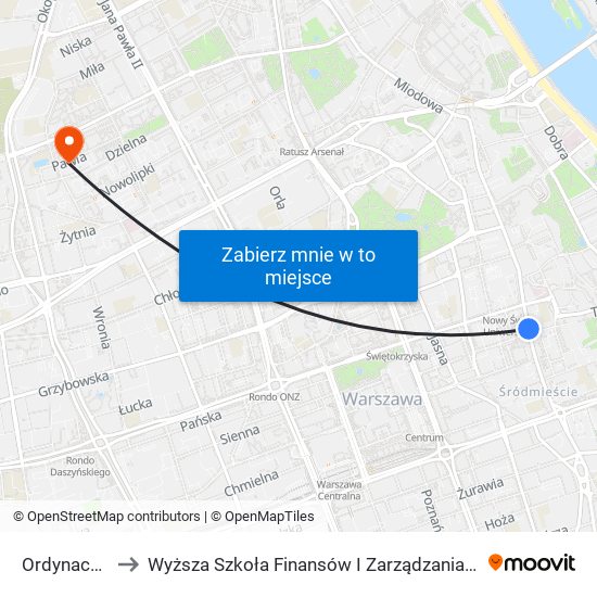 Ordynacka 02 to Wyższa Szkoła Finansów I Zarządzania W Warszawie map