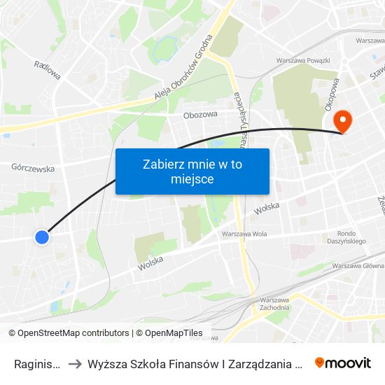 Raginisa 01 to Wyższa Szkoła Finansów I Zarządzania W Warszawie map