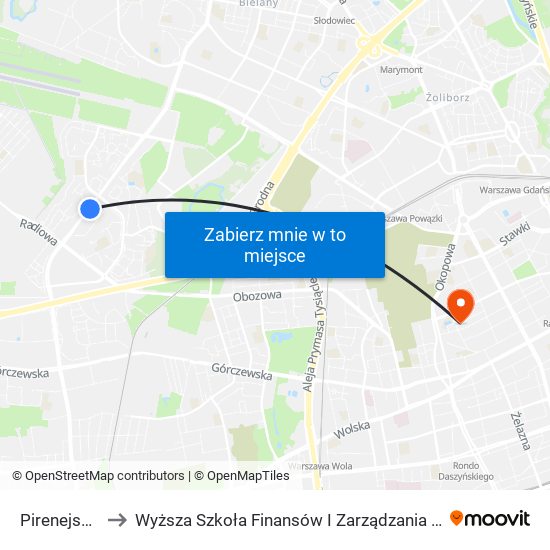 Pirenejska to Wyższa Szkoła Finansów I Zarządzania W Warszawie map