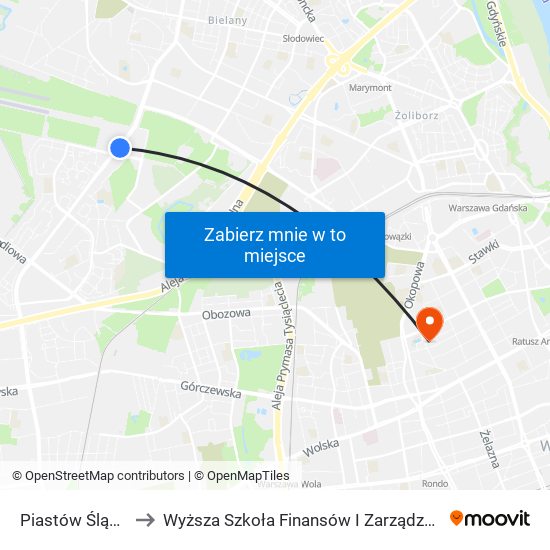 Piastów Śląskich 01 to Wyższa Szkoła Finansów I Zarządzania W Warszawie map