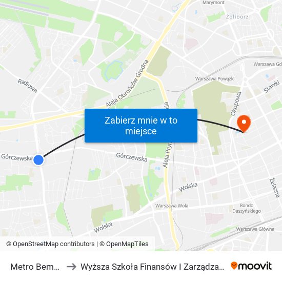 Metro Bemowo 03 to Wyższa Szkoła Finansów I Zarządzania W Warszawie map