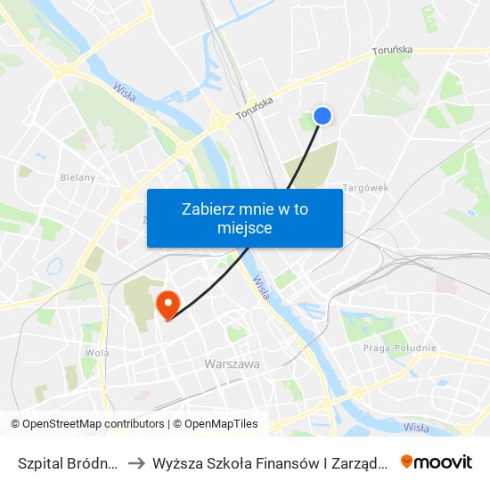 Szpital Bródnowski 03 to Wyższa Szkoła Finansów I Zarządzania W Warszawie map