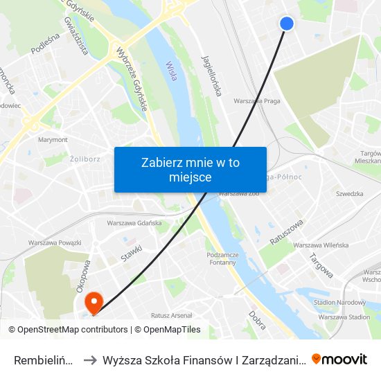 Rembielińska to Wyższa Szkoła Finansów I Zarządzania W Warszawie map