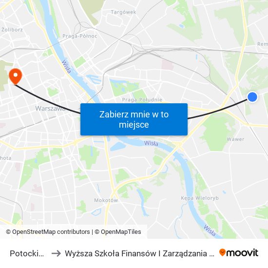 Potockich 02 to Wyższa Szkoła Finansów I Zarządzania W Warszawie map