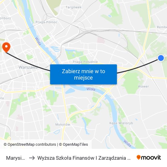 Marysin 02 to Wyższa Szkoła Finansów I Zarządzania W Warszawie map