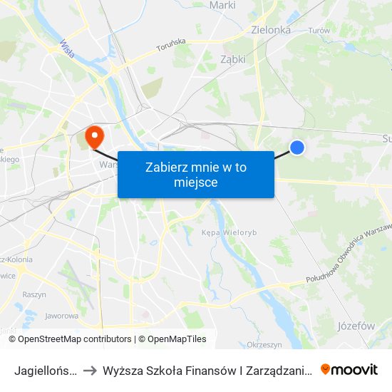 Jagiellońska 02 to Wyższa Szkoła Finansów I Zarządzania W Warszawie map